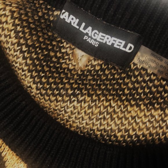 KARL LAGERFELD Paris Zebra Print Knitted Oversized Fit Sweater Pullover Size L - Picture 5 of 7